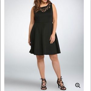 MESH CUTOUT SCUBA SKATER DRESS